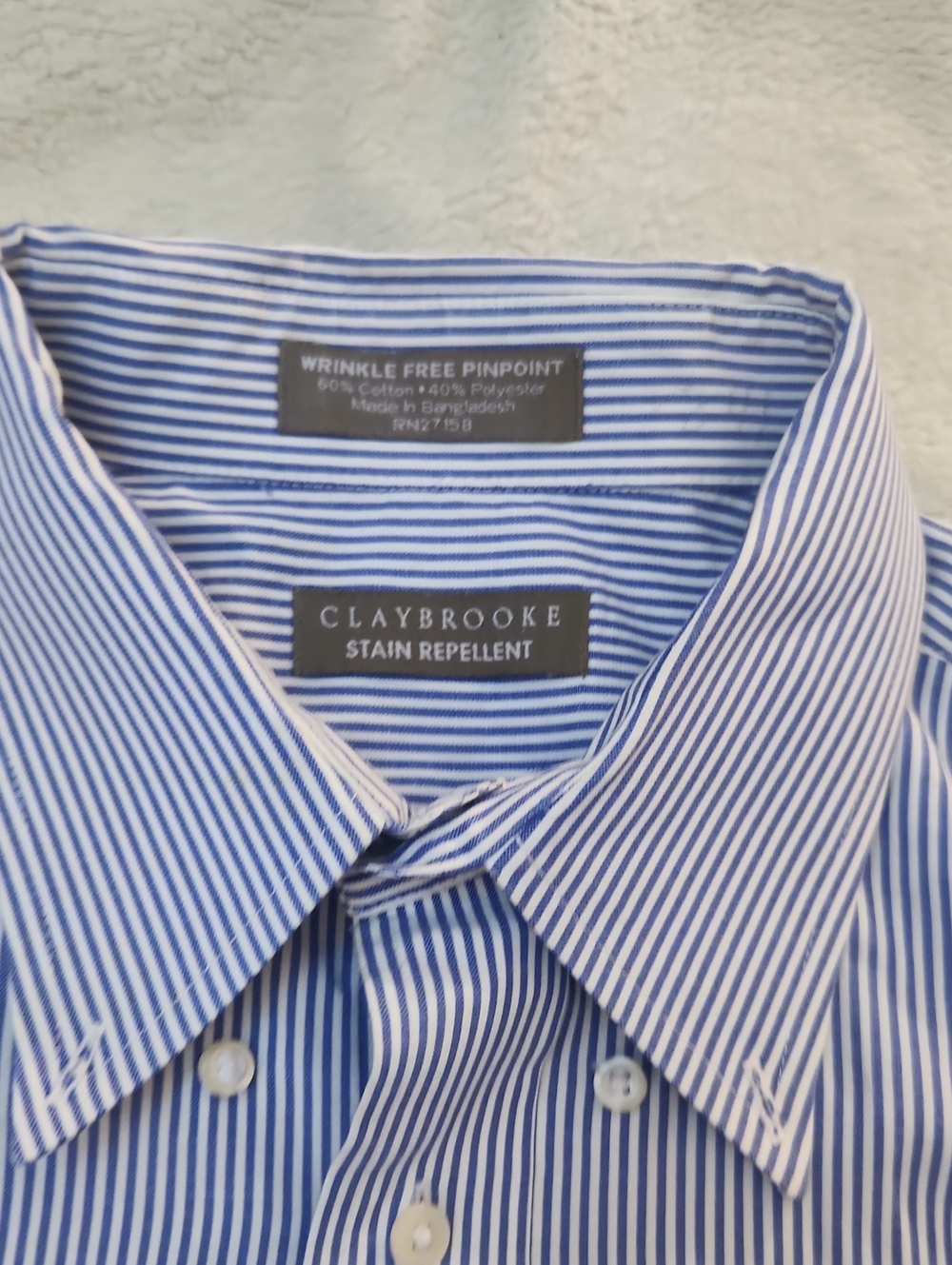 Claybrooke Men's Blue Pinpoint Stripe Button-Down Shirt